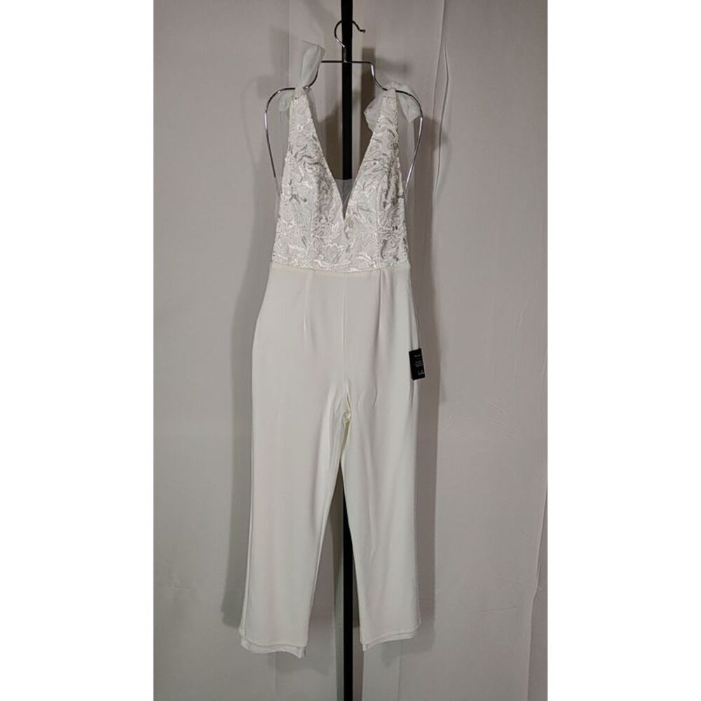 Lulu's White Lace Bodice Jumpsuit with Tie Straps - Picture 2 of 3